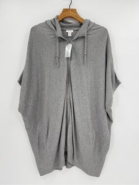 Chico's Zenergy Donna Zip Up Hooded Dolman Sweater in Heather Gray 3 or 16/18 XL
